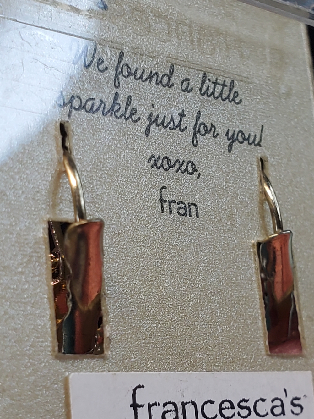 Francesca's Collections Gold Tone Rectangular Drop Earrings